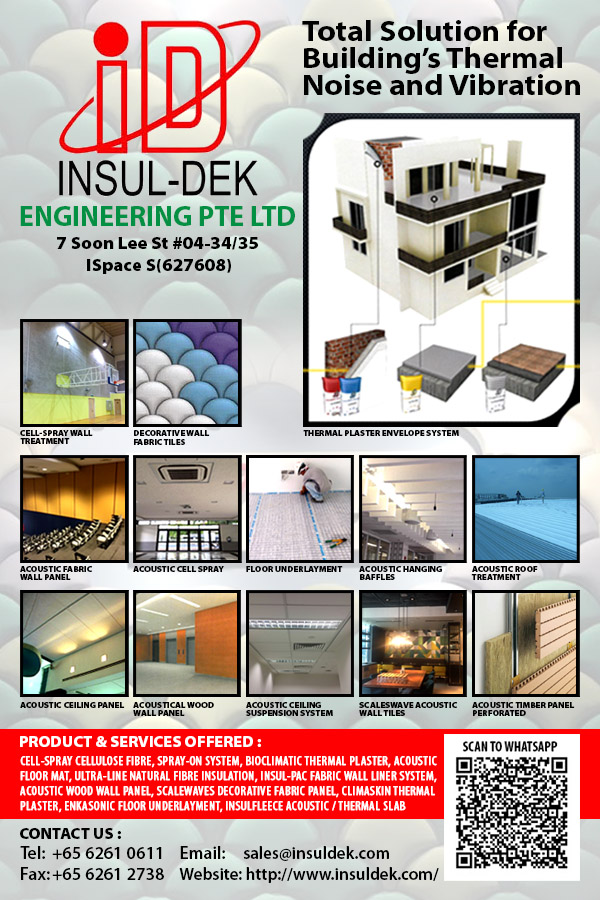 INSUL-DEK ENGINEERING PTE LTD is actively focused on providing total solutions for acoustical and thermal treatment for new and existing buildings, as well as private property owners.