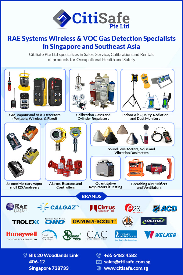 Established since 2007, Citisafe Pte Ltd is one of the leading gas detector supplier in Singapore and specializing in the sale of occupational safety and hygiene instrumentation while also providing full service, calibration and rental of instruments to clients based on operational needs.