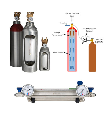 CAC Gas offer liquefied gas mixtures in a range of different cylinders including constant pressure (CPC), collapsible liquid vessel (CLV) and standard gas cylinders fitted with dip tube valves.